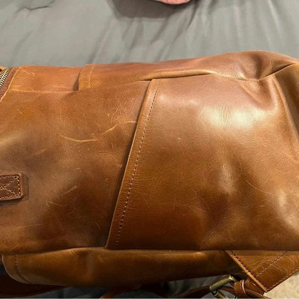 Azaria cognacLeather Baby Bag Backpack - Timeless Organizer